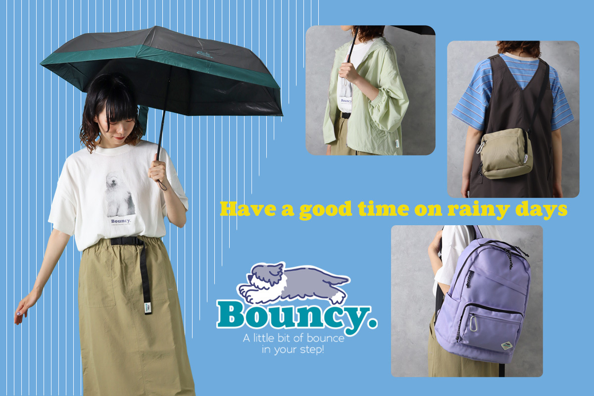 「雨の日でも軽快にお出かけできるアイテム」がテーマ♪　オリジナル雑貨「Bouncy.（バウンシー．）」より傘やバッグなどの新作が登場！　ブルーブルーエから発売