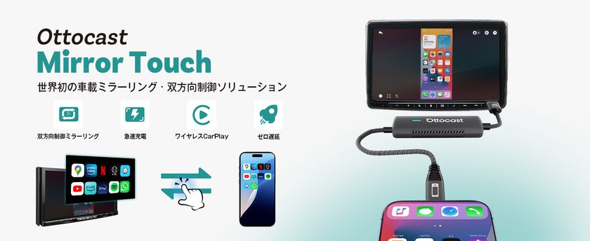 カーナビとスマホの双方向操作を可能にする「Ottocast Mirror Touch」をご購入の方に8月11日～8月30日の期間限定で20％OFFクーポンを配布！