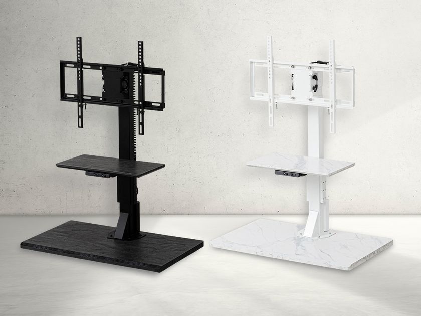 もう、テレビの高さに悩まない 「電動昇降テレビスタンド」2タイプを10月中旬に発売