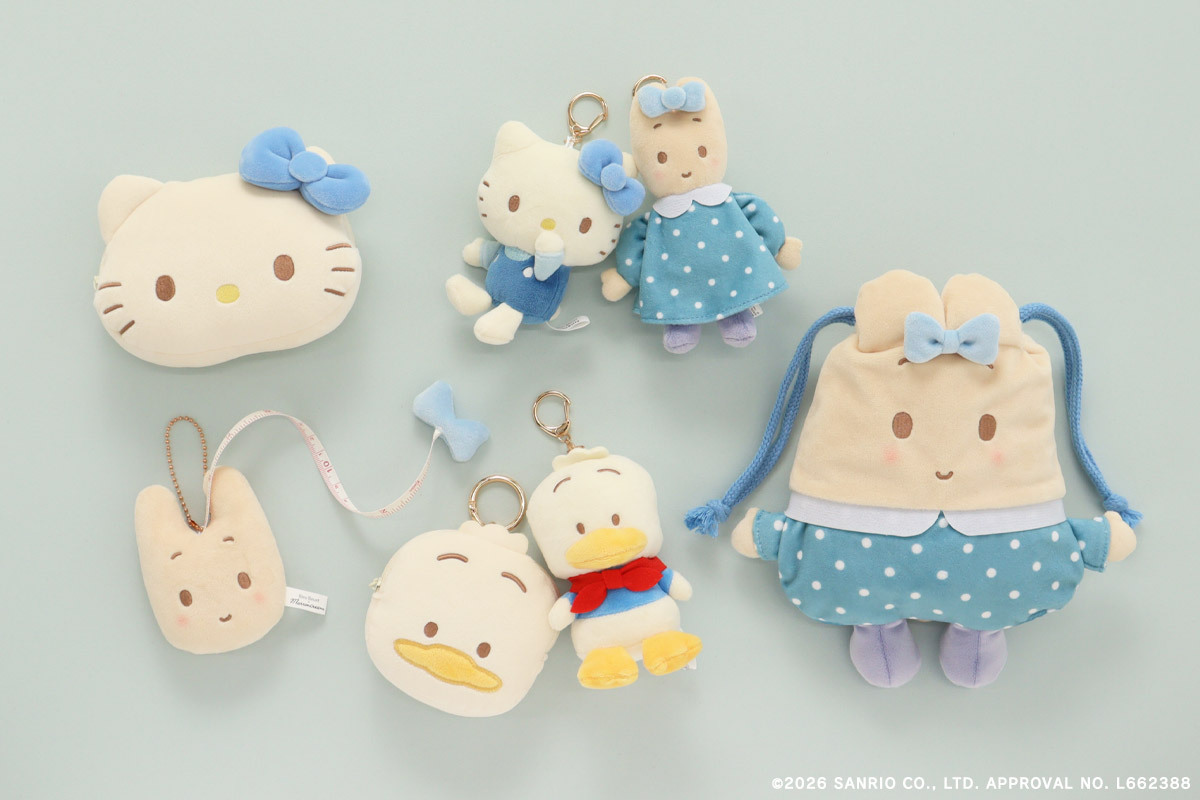もちもちさがキュートなシリーズ第2弾！ サンリオキャラクターズとブルーブルーエがコラボ　ハローキティやマロンクリームのポーチやチャームを3/12～新発売