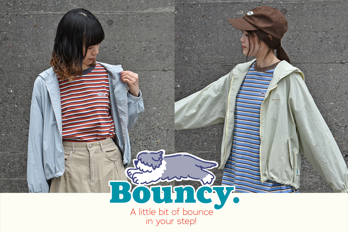 ふわふわ犬が目印の「Bouncy.」シリーズからカラフルなTシャツやパーカーなど春の新作登場！　おでかけ気分が弾む♪　雑貨店ブルーブルーエで3月12日～新発売