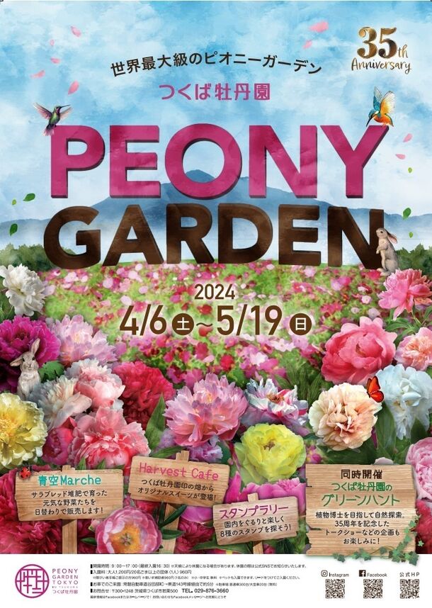 開園35周年を迎える「つくば牡丹園」「PEONY GARDEN 2024」4月6日(土)～5月19日(日)今年も、44日間のみの開園が決定