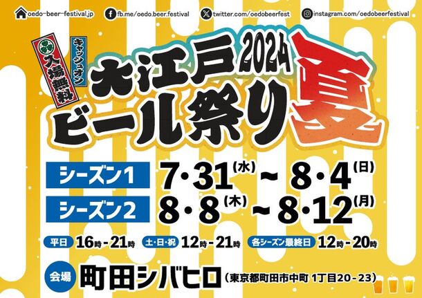 全国のブルワリーが集結する「大江戸ビール祭り」がパワーアップ！町田シバヒロで7月31日から開催