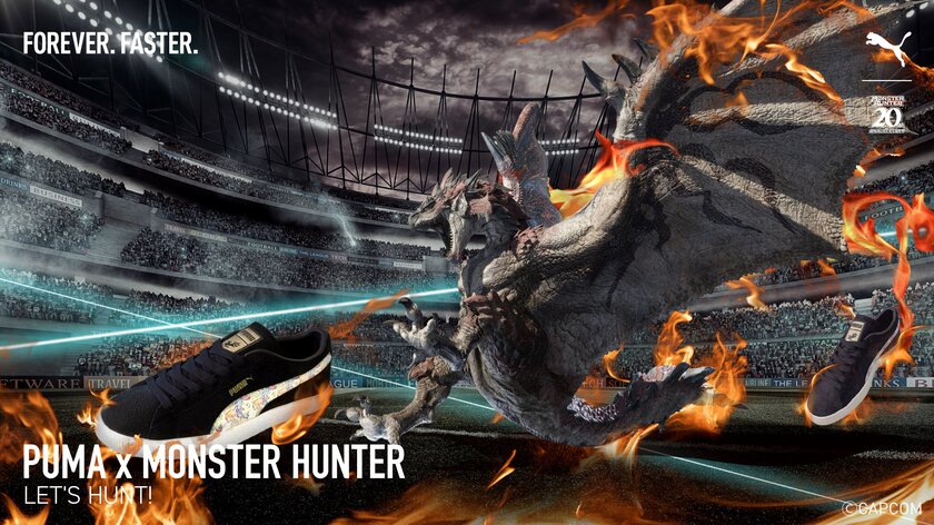 大人気ハンティングアクションゲーム「モンスターハンター」とコラボレーションした「PUMA×MONSTER HUNTER 20周年」コレクションをINFOLENS GEEK SHOPにて販売開始！